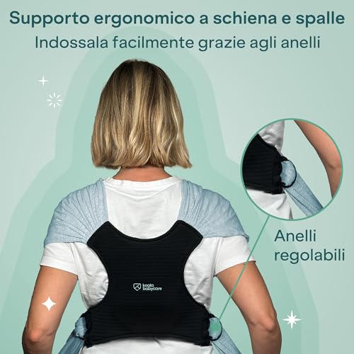 Koala Babycare Fascia Porta Bebe Neonato Facile Da Indossare, Regolabile E Unisex - Marsupio Neonati Multiuso Adatto Fino A 9Kg - Fascia Porta Bambino Antracite - 5