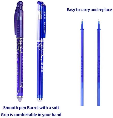 BBLIKE Friction pens, 12PCS Erasable Rollerball Pen and 20 Ballpen Refills,More Ink Rub Out Pens Gel Ink Ballpoint Pen 0.5 mm Tip (blue)