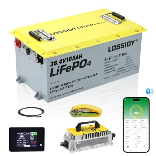 Image of LOSSIGY 36V Golf Cart Lithium Battery Conversion Kit, Built in 200A Smart BMS, Peak Current 1000A(3-5s), Perfect for Passenger Car, Trolling Motor