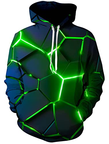 ALISISTER Herren Damen Hoodies 3D Geometrie Druck Kapuzenpullover Lustige Muster Pullover Hoodie Sweatshirt Teenager Jungen Mädchen Langarm Hoody Streetwear mit Taschen XL Cover