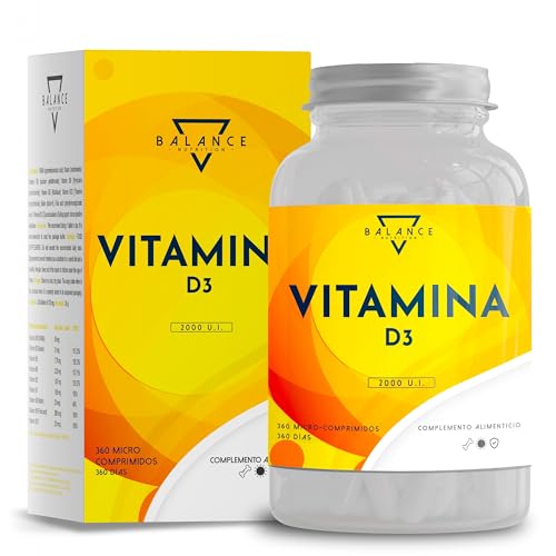 VITAMINA D3 2000UI - 360 TABLETAS (suministro de un año) | Vitamina D | Bienestar de huesos, dientes, músculos y sistema inmunológico | Sin gluten, OMG ni lactosa | Made in EU