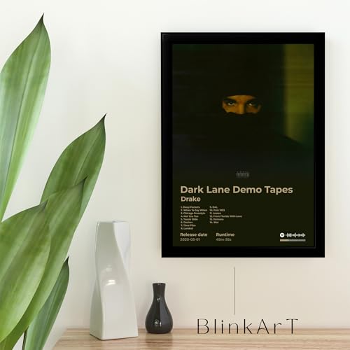 Image of BLINKART Drake- Dark Lane Demo Tapes Wall Photo Frames | Wall Art for Bedroom, Living Room, Studio or Office | Album Cover Print with Spotify Song Link QR Code | Gift for Fans - 8x12 In