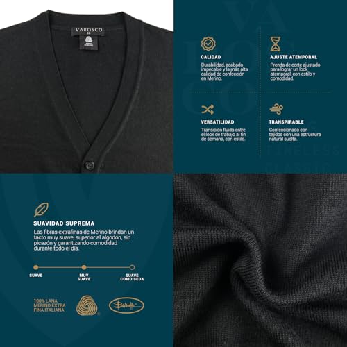 | Men's Cardigan - V-Neck Sweater | Woolmark Certified4