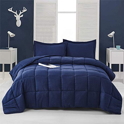 HIG 3pc Prewashed All Season Goose Down Alternative Comforter Duvet Insert -Quilted Comforter