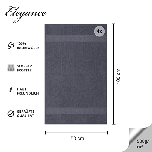 Foto von Class Home Collection Frottee Handtücher 50x100 cm 4er Pack 100% Baumwolle Anthrazit