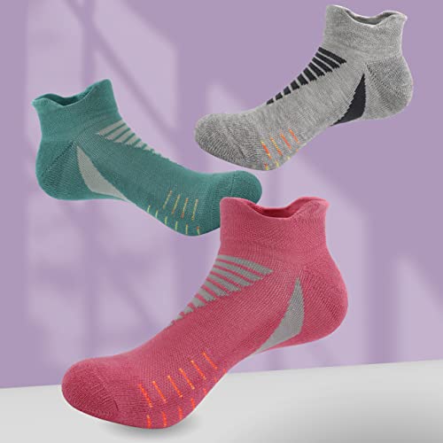 Serisimple Low Cut Performance Bamboo Cotton Socks Padding Athletic Cushion Compression Wicking Running Socks For Men Women 3 Pairs (Medium, Red) #TOP4