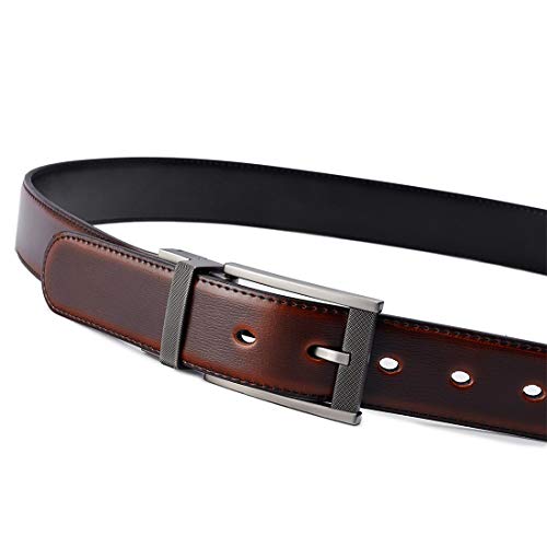 Image of Belts for Men Reversible Leather 1Piece (not 2) 1.25 inch Waist Strap Fashion Dress Buckle Beltox