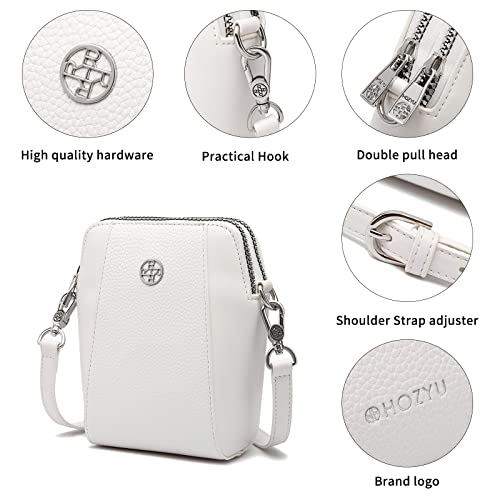 Leather Cell Phone Bag Wallet Purse Crossbody Bag for Women Shoulder Bags Adjustable Strap Double Zip Bags3