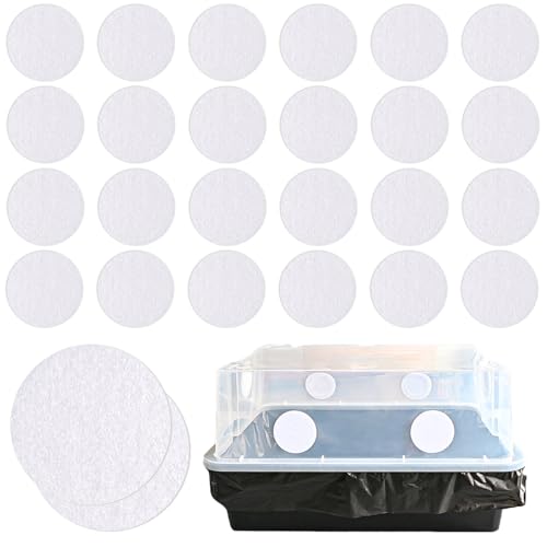Image of RonJea 24Pcs 2.5 inch Monotub Adhesive Filter Disks, Polyfil Monotub Filter Fits Myco 28QT /44QT /66QT & DIY Monotub, Mushroom Growing Supplies