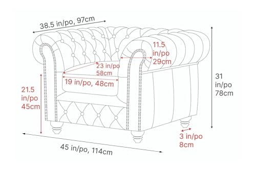 Sillón clásico negro de cuero con respaldo capitoné miniatura 2