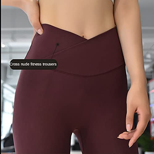 Leggings fitness pantalones de yoga transpirables con cintura cruzada elástica de color negro 6