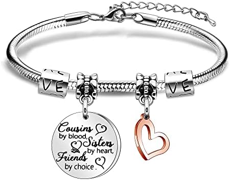 AGR8T Cousins By Blood Sisters By Heart Friends By Choice-Cousin Bracelet Cousin to Cousin Bangle Bracelet Christmas Birthday Christmas Long Distance Friendship Gift