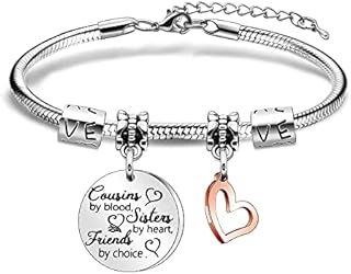 AGR8T Cousins By Blood Sisters By Heart Friends By Choice-Cousin Bracelet Cousin to Cousin Bangle Bracelet Christmas Birthday Christmas Long Distance Friendship Gift