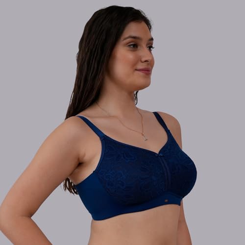 Image of SOIE Women Non Padded Non-Wired Full Coverage Minimizer Lace Bra