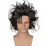 FYXZHUO Unisex Fashion Short Black Cosplay Wig Spiky Fluffy Synthetic Hair Emo Wig for Halloween Costume Anime Party