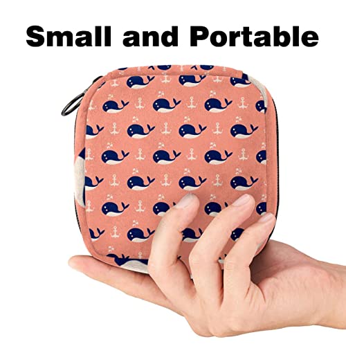 Sanitary Napkin Storage Bag, Menstrual Period Bag For Teen Girls Nursing Pad Holder Portable Feminine Menstruation Period Pouch For Girls Women Ladies, Whale With Orange #TOP1