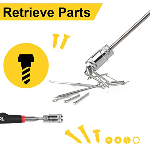 image for Toolwiz Magnetic Telescoping Pickup Tool 8 Lb with LED light, Portable