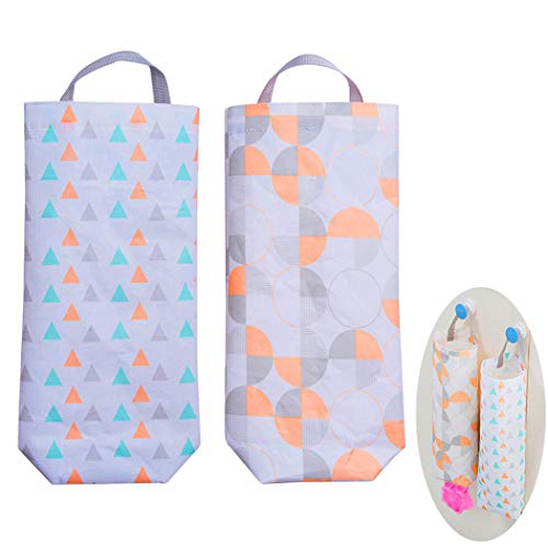 Creatiees Plastica Trash Borse di Riciclaggio contenitori, Impermeabile Drogheria Spazzatura Borsa Organizzatore con Sospeso e Facile Accesso per Casa Ufficio Cucina (1pz Triangoli + 1pz Circles)