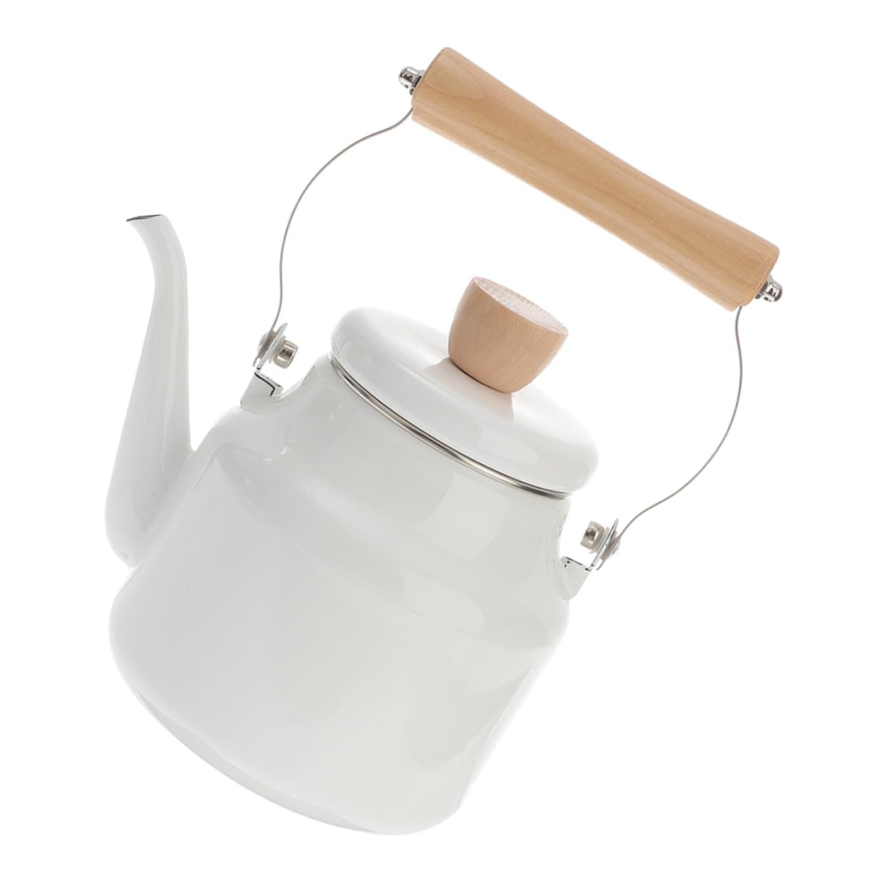 Tetera Silbadora de Esmalte Grueso, Hervidor de Agua 2.3l Blanco