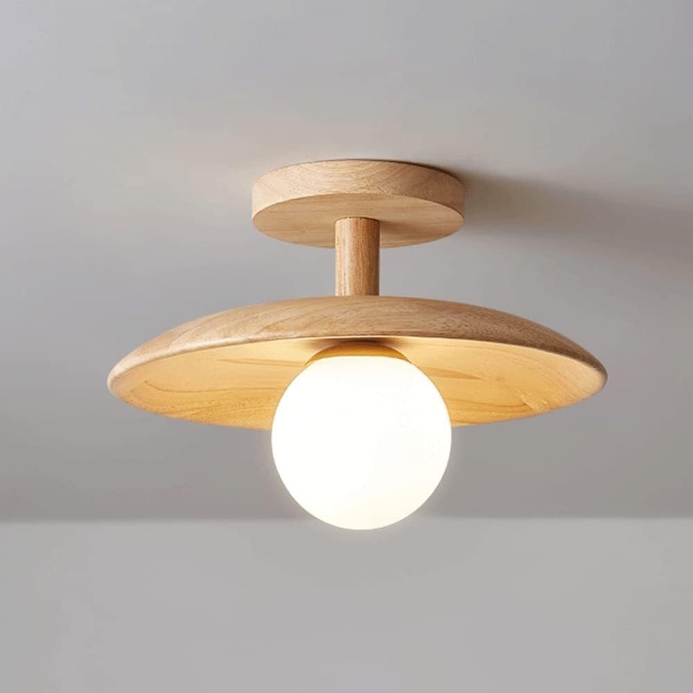 Japońska Minimalistyczna Lampy Sufitowa Do Montażu Podtynkowego, Lampy Sufitowa Z Drewna Gumowego Do Salonu, Sypialni, Jadalni(28cm/11in)