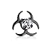BYB Jewelry CZ Center Biohazard Symbol Surgical Steel Dermal Anchor Top (Black IP Steel)
