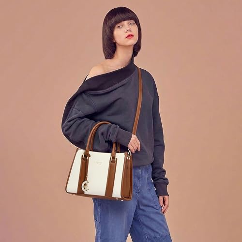Image of EXOTIC Premium Orlina Duotone Structured Tote Bag for Women | PU Leather Handbag | 2 Compartments with Center Zip | Detachable Sling Strap | Office & Daily Use