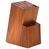 Kitchen knife holder elegant & sturdy (15 slots). Universal knife block with slots for knives, scissor and sharpenner. Knife Block without Knives. Kitchen knife holders for counter top. (Acacia)