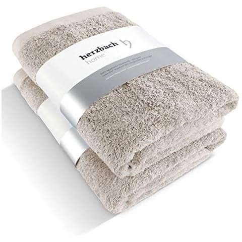 herzbach home Premium Duschtuch 2er-Set 70 x 140 cm - Große, weiche & saugstarke Dusch-Handtücher in Bester Qualität - 100% natürliche Baumwolle Cover