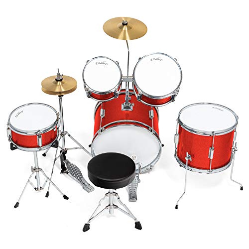 image for Ashthorpe 5-Piece Complete Junior Drum Set with Genuine Brass Cymbals 