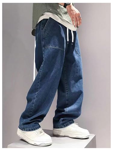 OYOANGLE Boy's Cargo Jeans Elastic Drawstring Waist Tapered Denim Pants with Pocket2