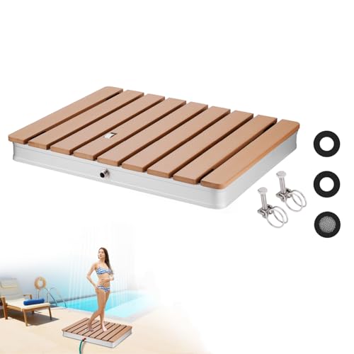 Inoamity Bodendusche Gartendusche Rechteckig mit Fußrad-Steuerung bis 3,5m Höhe, Outdoor Dusche UV-beständig & rutschfest für Pool, Garten und Sauna