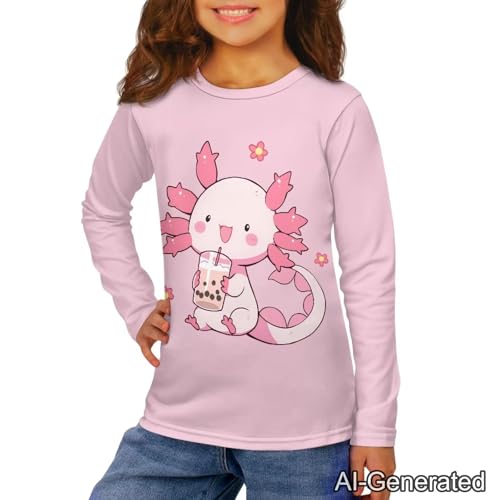 Image of Renewold Boys Girls Tees Kids T-Shirt Long Sleeve Crewneck T Shirts Casual Athletic Tops Clothing for Home School Travel