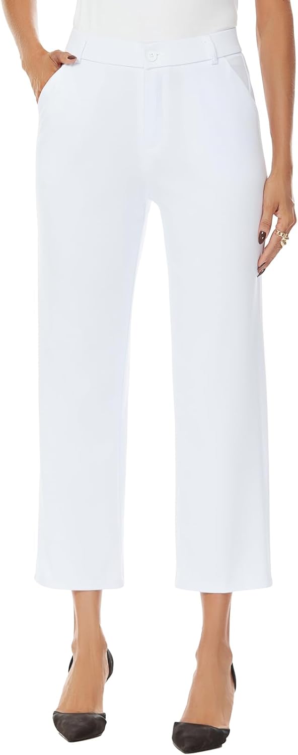 iChosy Women's Straight Leg Dress Work Ankle Pants Business Office Casual Slacks with Pockets