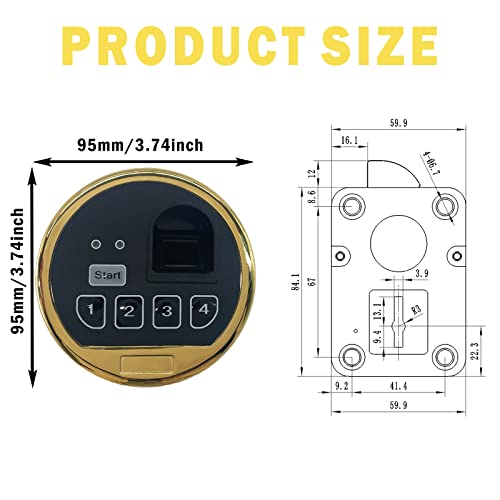 Wah Lin Parts Emp Fingerprint Safe Electronic Keypad Lock, Biometric Gun Cabinet Lock, Swing Bolt Lock & 2 Override Keys, Gold Color Keypad Lock #TOP2