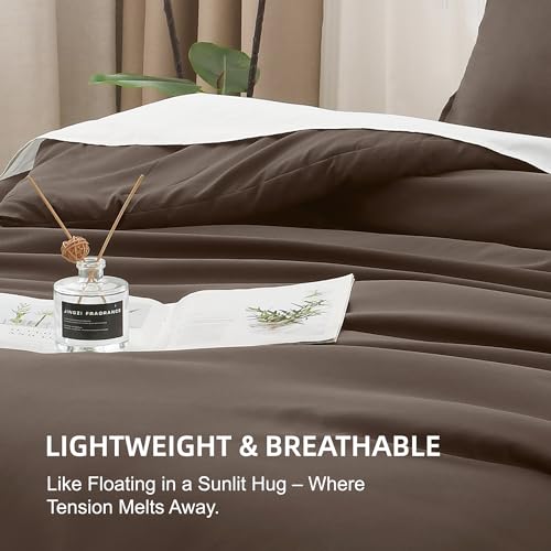 Image of Litanika Chocolate Comforter Set Twin /Twin XL Size, 2 Pieces Solid Bedding Comforter Set, All Season Down Alternative Bed Set (66x90In Comforter & 1 Pillowcase)