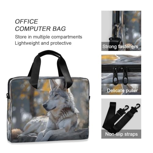 Maletín para laptop con diseño de lobo 15.7 in miniatura 5