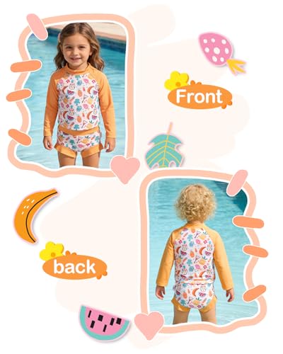 Image of ALVA 2 Pcs Long Sleeve Rash Guard Swim Diaper Sets, Baby Toddler Swimsuit UPF 50+ Sun Protection for Boy and Girl