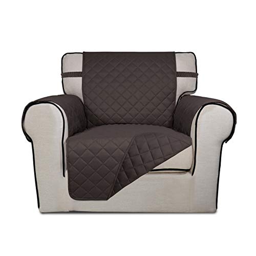 Image of PureFit Reversible Quilted Sofa Cover, Water Resistant Slipcover Furniture Protector, Washable Couch Cover with Non Slip and Elastic Straps for Kids, Pets (Chair, Chocolate /Chocolate)