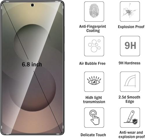Image of SHILD (2 Pack Perfect-Fit Tempered Glass Full Screen Protector For Samsung Galaxy S25 Ultra | Easy Installation, Military-Grade Protection, Ultra Tough, Anti-Scratch