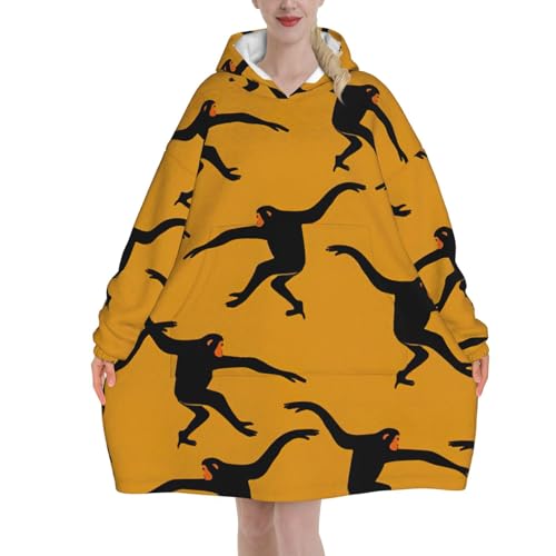 Couverture à capuche singe Gibbon sweat plaid polaire femme et adulte chaud et doux