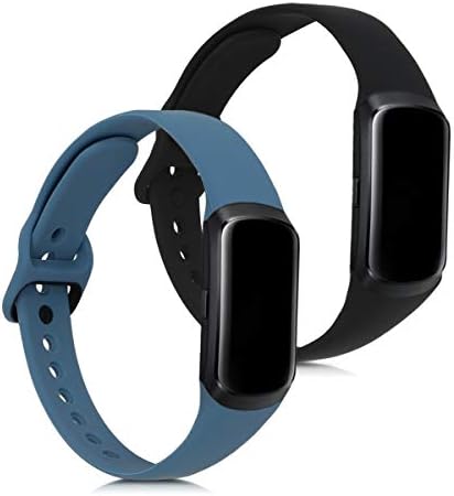 kwmobile Watch Bands Compatible with Samsung Galaxy Fit (SM-R370) - Straps Set of 2 Replacement Silicone Band - White/Grey