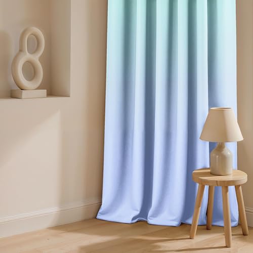 Image of Ultimate Trends Room Darkening Ombre Curtain | Polyester Gradient | Room Doors and Window| 5 FEET Pack of 2,Meadow Sky
