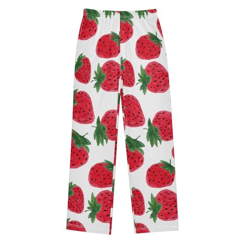 Red Strawberries Strawberry Pajama Pants Long Sleep Pant Soft PJ Bottoms Sleepwear