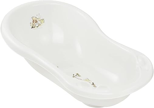 keeeper Winnie Ergonomic Baby Bath Tub with Plug, for 0 to 12 Months, 84 cm, Maria, White
