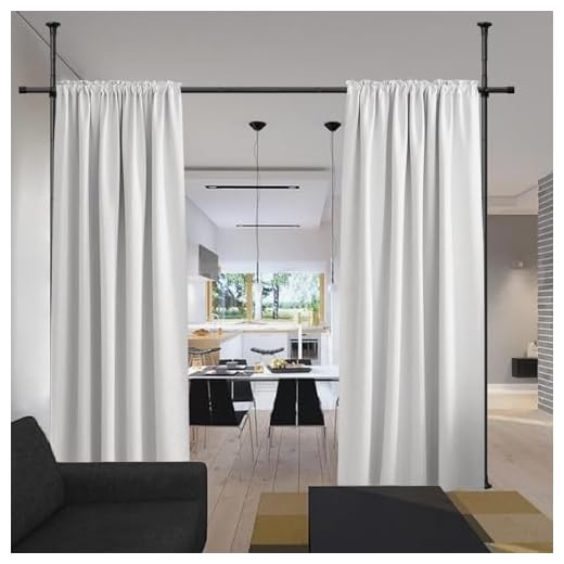 HOSKO Home Curtain Divider Stand - 48 to 72 inches Expandable Room Divider，Damage Free Freestanding Vertical Tension Stand（Black）