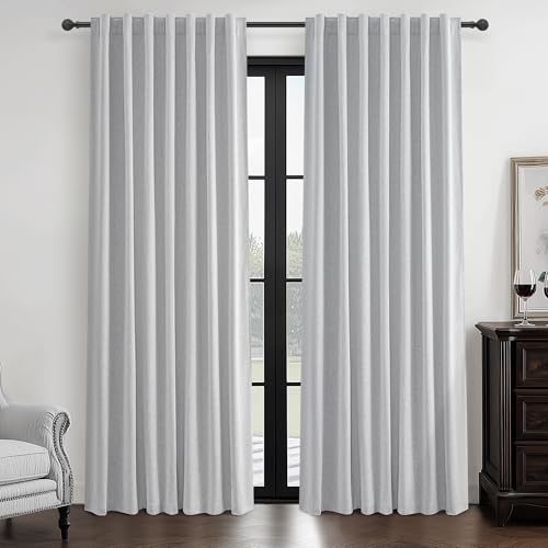 Light Grey Blackout Curtains 84 Inch Length 2 Panels Set