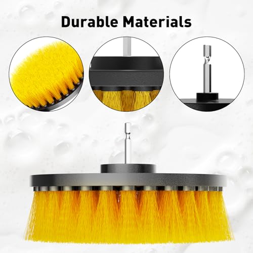 CasaCulina 7 Pack Drill Brush Attachment Set, Drill Cleaning Brush Attachment Multi-Purpose Drill Scrub Brushes with Extend Rod Kit for Grout, Shower, Floor, Tile, Car, Bathroom and Kitchen Surface