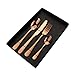 4-częściowy zestaw sztućców Eleganckie życie sztućce ze stali nierdzewnej Srebro sztućce Ustaw łatwy do czyszczenia i zmywarki (kolor) rose gold