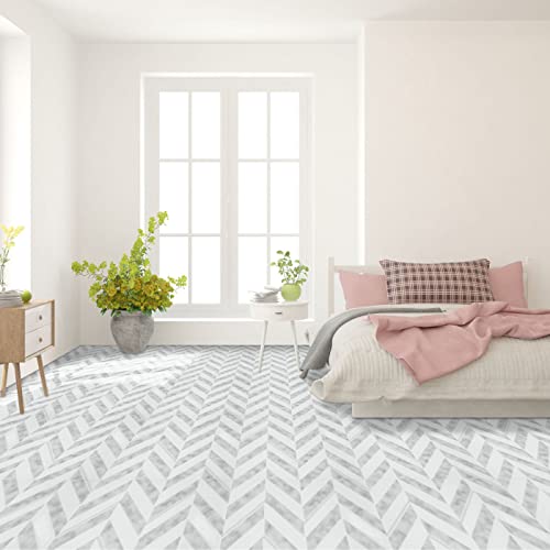 Retro Self Adhesive 12-Inch Vinyl Floor Tiles, 20 Tiles - 12" X 12", Chevron Pattern - Peel & Stick, Diy Flooring For Kitchen, Dining Room, Bedrooms & Bathrooms By Achim Home Decor #TOP4