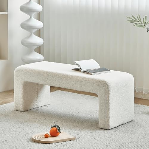 Banc ottoman en U : repose-pieds luxe en Sherpa rembourré haute densité